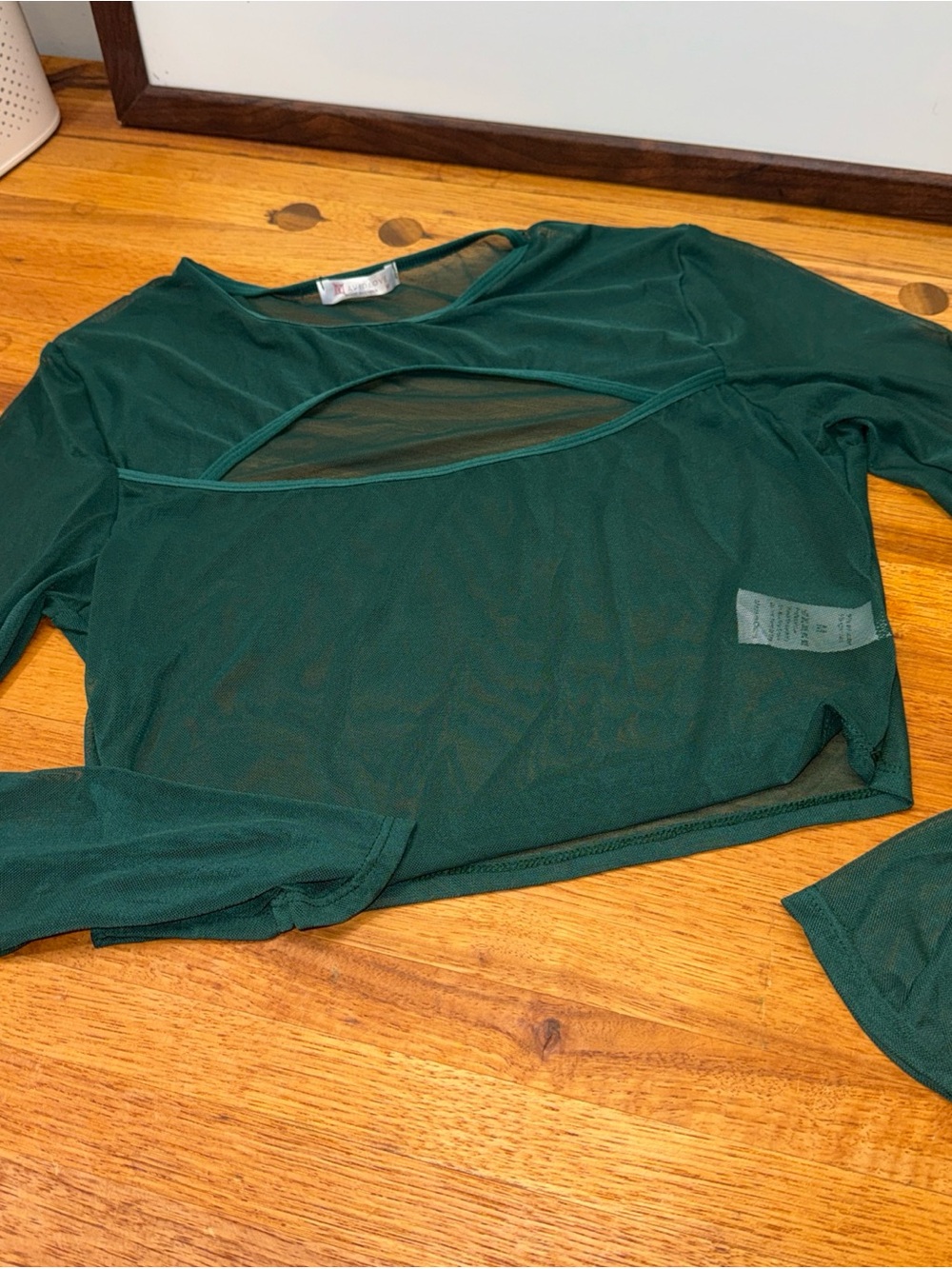 AvidLove Forest Green Mesh Long Sleeve Crop Top